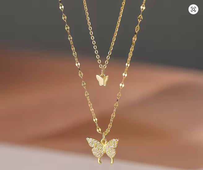 Butterfly Glow – Gold Plated Zircon Necklace