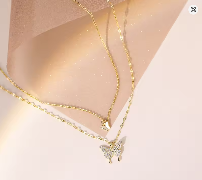 Butterfly Glow – Gold Plated Zircon Necklace